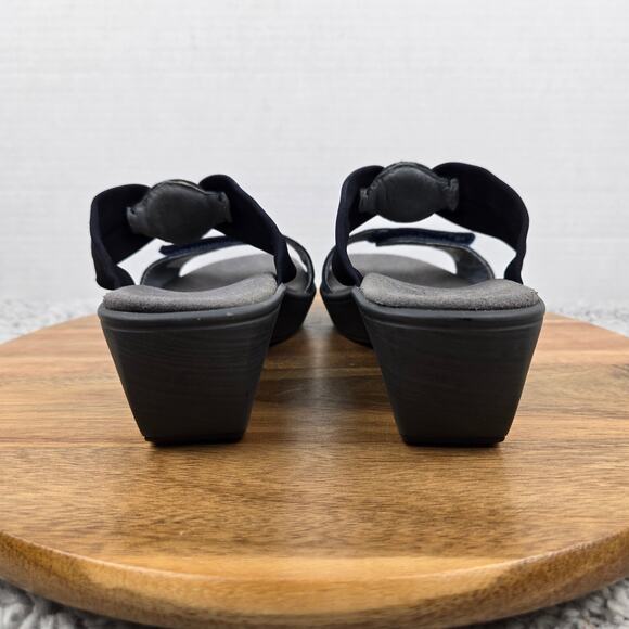 Naot Pinotage Navy Leather Open Toe Double Strap Mini Wedge Sandals Womens 37 - Picture 3 of 13